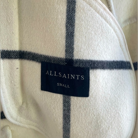 AllSaints white & black wool blend coat. Size S. - Picture 3 of 6